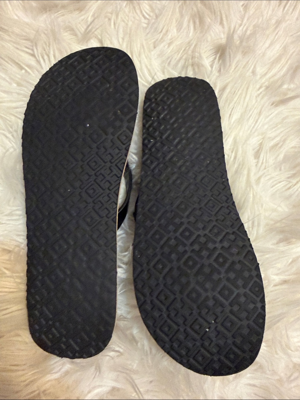 Tory Burch Black Striped Footbed Flip Flop Sandals with Gold Accents Sz 9 - Picture 9 of 14